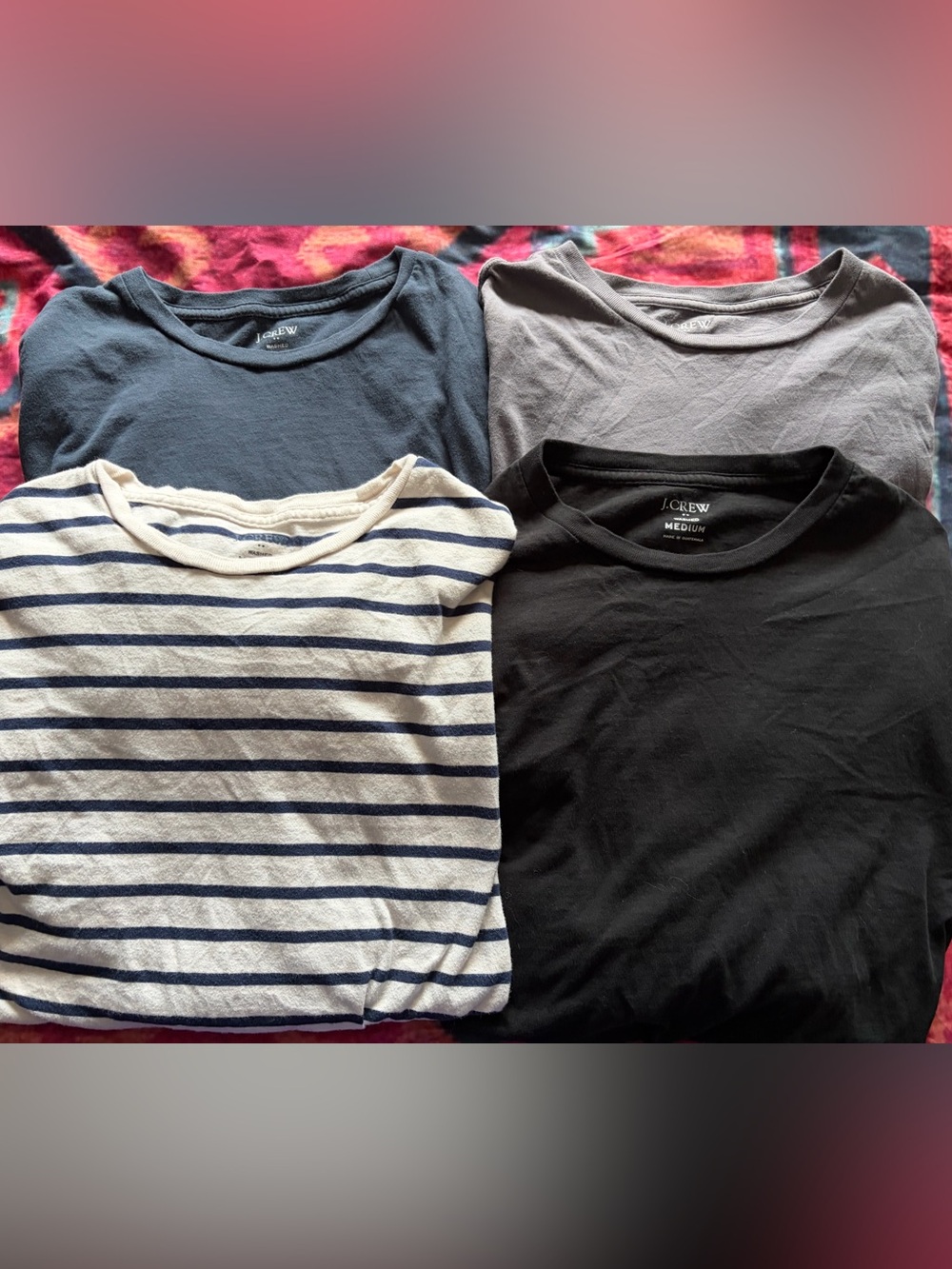 Lot of Four Men’s J. Crew Cotton Long Sleeve T Shirts Size Medium